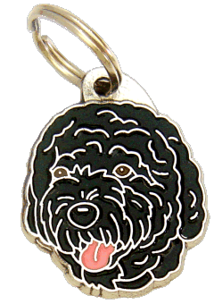 Cão de Água Português preto <br> (placa de identificação para cães, Gravado incluído)